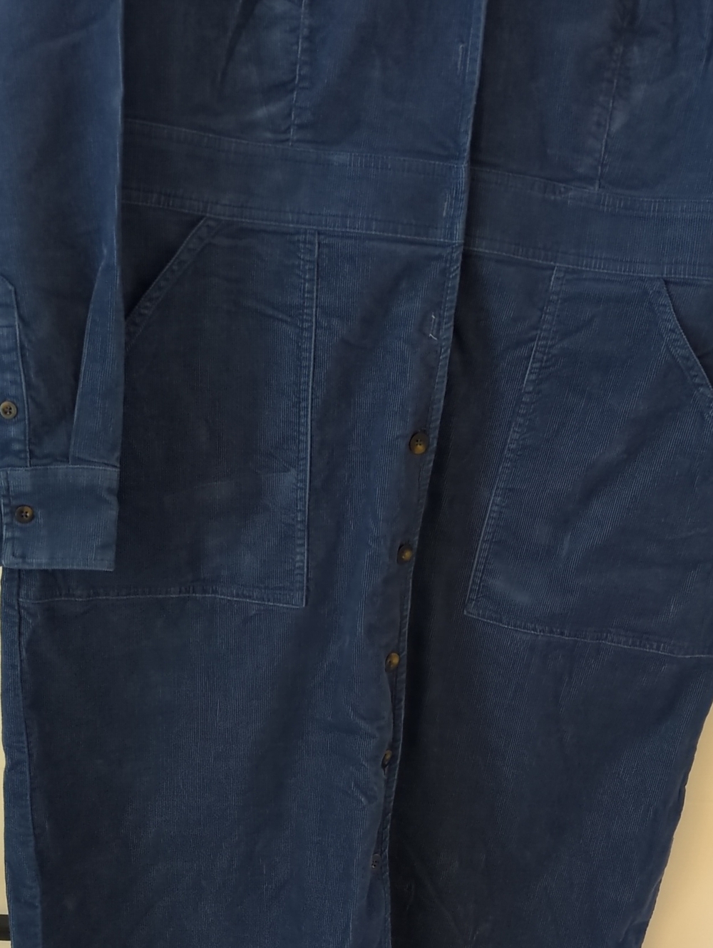 Boden Flora Blue Button-Front Midi Corduroy Shirt Dress Sz 14 Fall Preppy Office - Picture 6 of 10